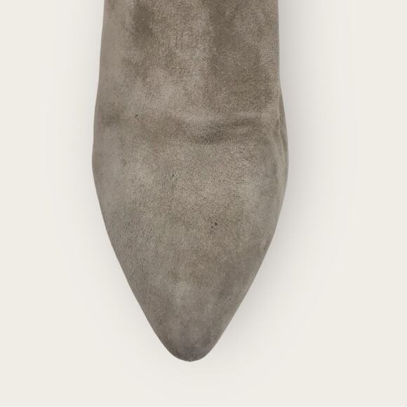 Steve Madden Gray Taupe Suede Ankle Boots Pointed Toe & Block Heels Size 10B - Picture 10 of 11